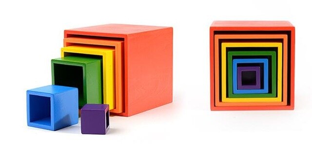 Wooden Toy Rainbow Blocks Montessori